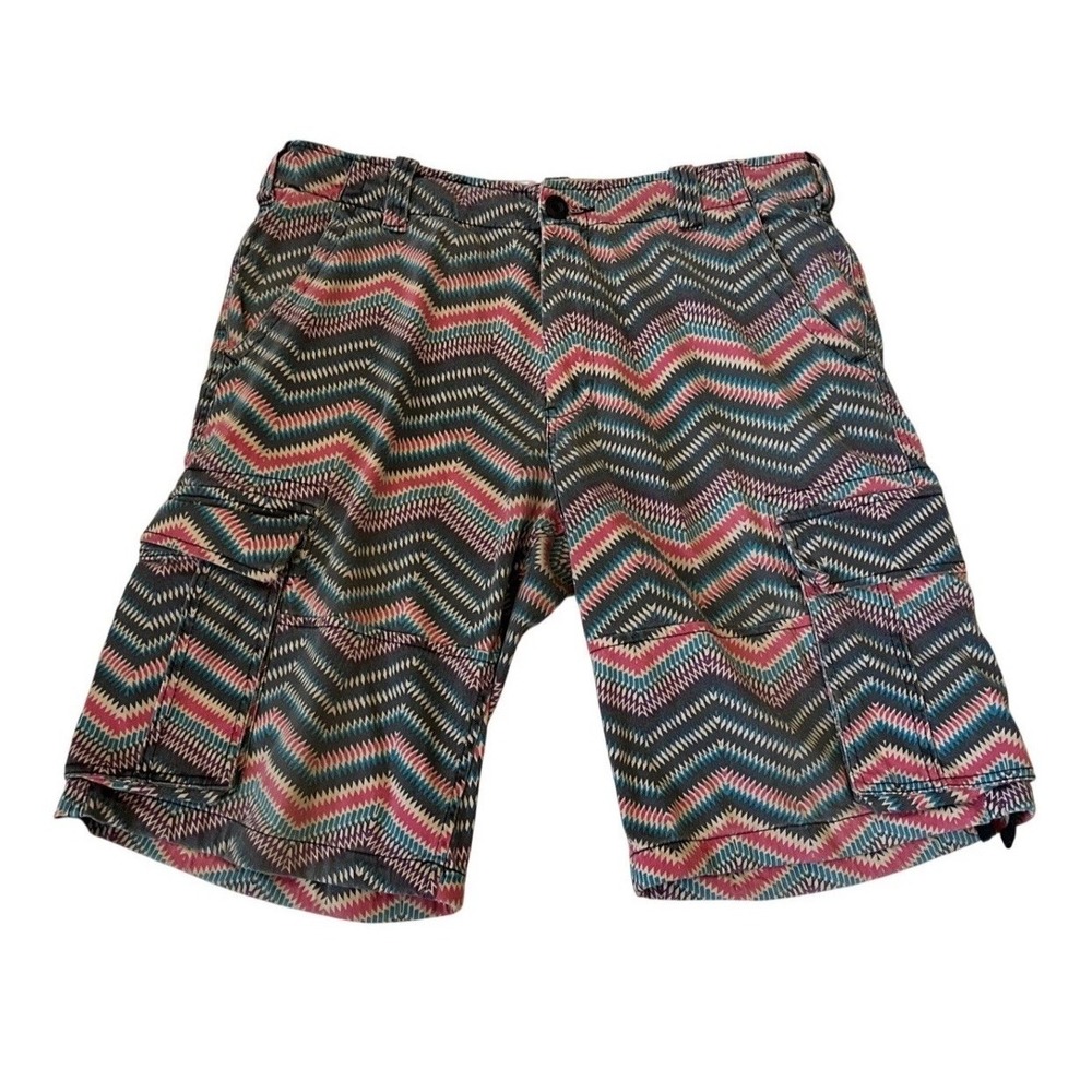 Matchstick Mens Cargo Shorts 34‎ Chevron Geometric Multi-Color Workwear ACC-133